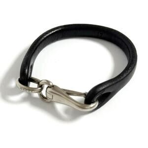 GUCCI Black Leather Charm Bracelet